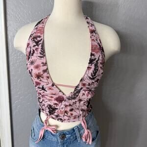 Dollskill Current Mood Sun Kissed Halter Top, Floral, XS